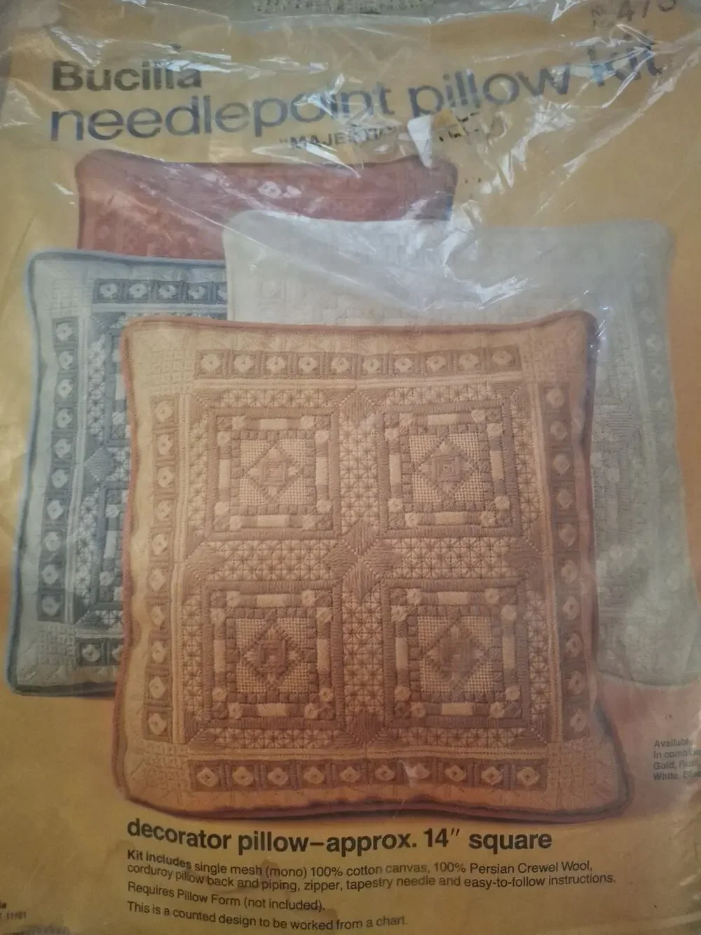VTG Bucilla Neddlepoint Pillow Kit Majestic 14” Square #473